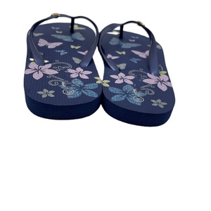 Tongs à talon compensé avec imprimé de fleurs brillantes, pour femmes, sandales jetables à la mode, collection - Product Image 5