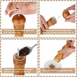 Wooden Salt Spice Mill <b>Grinder</b> Set Salt and <b>Pepper</b> Shaker Set Acacia Wood Salt <b>Pepper</b> Mill <b>Grinder</b> - Product Image 3