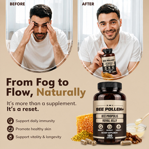 Capsules de <span class=keywords><strong>pollen</strong></span> <span class=keywords><strong>d</strong></span>'<span class=keywords><strong>abeille</strong></span> biologique 3-en-1 avec propolis et gelée royale, complément immunitaire pour adultes - Product Image 6