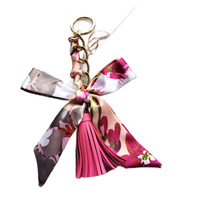 Nouvel Arrivage : Pendentif de Sac de Luxe en Cuir PU avec Nœud en Satin et Pompon, Porte-clés pour Sac à Main et Clés de Voiture pour Femme, Idéal Cadeau