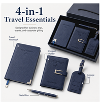 Ensemble cadeau d'affaires personnalisé : Carnet en cuir PU, porte-passeport, étiquette de bagage et stylo pour le voyage