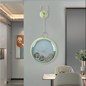 Modern Minimalist Wall Clock Round Milky Color Moving Gears Battery Powered Living Room Decor - Product Image 4