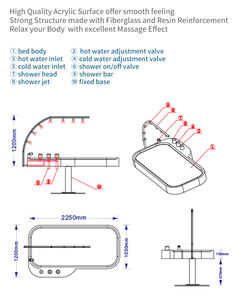 Cama de Ducha Vicky, Acrílico y Fibra de Vidrio, Resistente a la Humedad, para Spa y Masajes, Mesa de Relajación - Product Image 3
