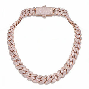 Bracelete de Corrente Cubana em Prata Esterlina 925 com Testador de Diamante, Novo Design em Ouro Rosa com Colar de Moissanite, Joias Finas - Product Image 2