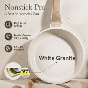 Batería <span class=keywords><strong>de</strong></span> Cocina <span class=keywords><strong>de</strong></span> Granito Blanco <span class=keywords><strong>de</strong></span> 21 Piezas <span class=keywords><strong>de</strong></span> Aluminio con Fondo <span class=keywords><strong>de</strong></span> Inducción, Ollas y Sartenes con Revestimiento Antiadherente para Cocina - Product Image 3