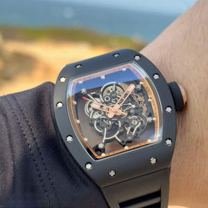RM 055 High-End Men Skeleton Manual Winding Mechanical Watch Sapphire Crystal Dial <b>Automatic</b> Movement <b>Chronograph</b> Black - Product Image 2