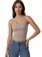 Camiseta sin Mangas Básica de Doble Forro para Mujer, Tirantes Ajustables, Camisola sin Mangas, Tops Sexys para Mujer, Tops Básicos