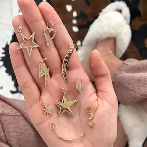 YINJU joyería de moda oro lleno Zirconia Luna encanto colgante 925 plata esterlina