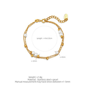 Vintage Waterproof 316l Stainless Steel Custom 18k Gold Plated Double layer <b>Pearl</b> Necklace Bracelet <b>Set</b> <b>Jewelry</b> <b>Sets</b> for Women - Product Image 6