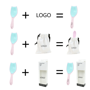 Herramienta para el cuidado del cabello Salón de Casa Cerdas de nailon ABS Logotipo personalizado Lovely Tulip Scalp Maasages Cepillos para el cabello con limpiador interior - Product Image 6