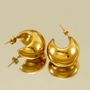 Zogxin Cuff Earrings Gold Steel Color Moon Shape Geometric Party Women's Jewelry - Product Image 3
