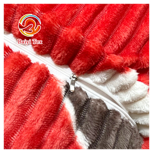 Fluffy Ấm Mùa Đông Bộ Đồ Giường Tấm Thiết Lập 3Pcs Flannel Lông Cừu In Sọc Đồng Bằng Giường Ném Chăn Bộ Bán Buôn - Product Image 4