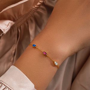Bracelet CANNER tendance en argent sterling S925, motif losange coloré, goutte d'eau, zircon, œil, fleur, plaqué or 18 carats, pour femme, idéal comme cadeau - Product Image 6