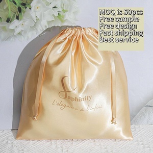 Sac à cordon en satin de soie doux pour cosmétiques, chaussures, lingerie et vêtements, avec logo personnalisé imprimé - Promotion - Product Image 2