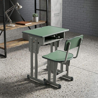 En stock, ensemble de chaise et bureau d'étudiant en métal moderne, réglable en hauteur, table d'étude individuelle pour enfants, mobilier scolaire, livraison rapide