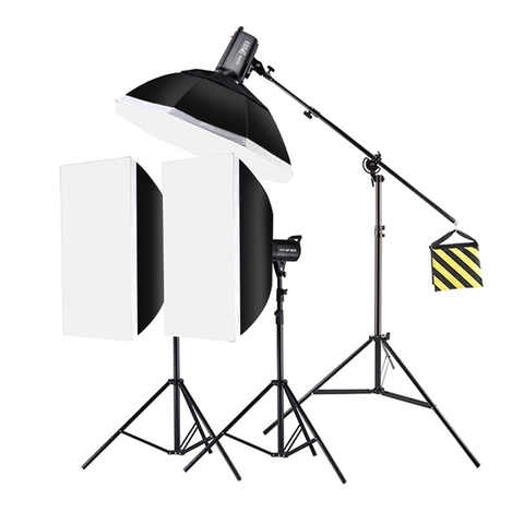 3x Godox SK400II Studio Flash Kit 1200Ws Studio Strobe Light Bowens Mount Softbox with Honeycomb Grid Softbox Light Stands