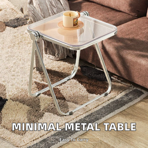 Mesa de Centro Pequeña, Ligera, Resistente y Portátil, Diseño Minimalista con Marco Metálico Plegable para Sala de Estar, Dormitorio y Uso en Exteriores, Marca Kusimi - Product Image 2