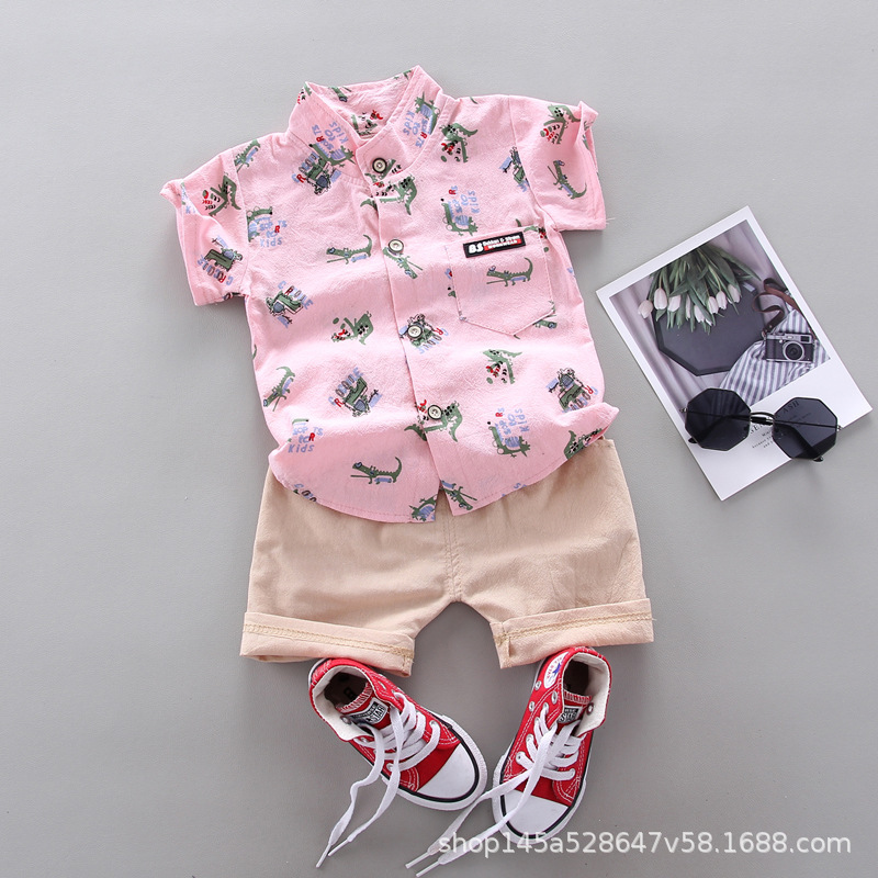 Lf-piccolo dinosauro etichetta tascabile abito a maniche corte rosa