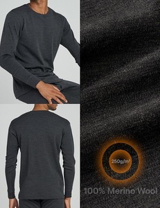 CELINNE <b>Long</b> Sleeve Thermal Base Layer Shirt <b>Men</b> Winter Merino Wool Thermal Underwear <b>Long</b> <b>Johns</b> For <b>Men</b> - Product Image 5