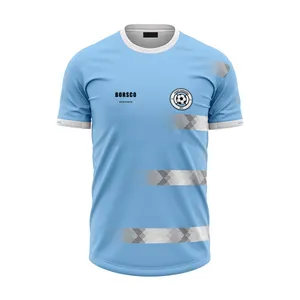 Factory Wholesale Football Light Blue Soccer Shirt Messi Jersey Boys Kids Plain Soccer Uniform