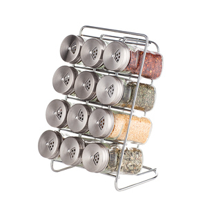 Spice Box Stainless Steel Glass 6 12 Jars Spice Rack Set With Metal Lid Multifunctional Seasoning Box Spice Containers Stainless Steel Rack Wholesale