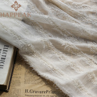 Tissu en mousseline rayé à volants HAPPEAK, tissu transparent à fils coupés pour robe de soirée femme