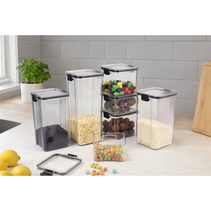 Contenedor de Almacenamiento de Alimentos de Plástico Transparente, Hermético, para Mantener la Frescura, Organizador de Cereales y Aperitivos para la Cocina y Despensa, Juego de Cajas - Product Image 3
