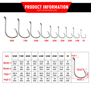 7384 100 pièces/sac Hameçons circulaires 2x plus résistants, Hameçons offset Octopus pour la pêche au poisson-chat, au bar, à la <span class=keywords><strong>truite</strong></span>, au lucioperca et en eau salée - Product Image 5