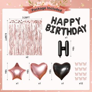 <span class=keywords><strong>Kit</strong></span> d'arche de ballons en papier métallisé or rose avec lettres « Happy Birthday » noires de 16 pouces pour fête d'<span class=keywords><strong>anniversaire</strong></span> de <span class=keywords><strong>fille</strong></span> - Product Image 6