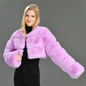 Wholesale Cheap Price Solid Color Winter Girl Faux Fur Thick Coat Solid Outwear Clothes