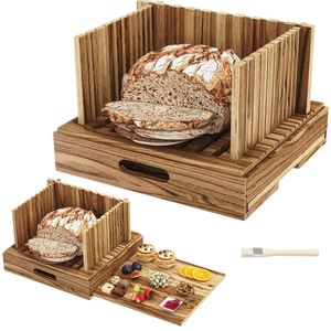 Trancheur à <span class=keywords><strong>pain</strong></span> en bois d'acacia avec logo personnalisé pour <span class=keywords><strong>pain</strong></span> fait maison - Guide <span class=keywords><strong>de</strong></span> découpe pliable en bambou avec plateau à miettes et plateau <span class=keywords><strong>de</strong></span> service extractible - Product Image 5