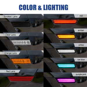 Luces Laterales LED de 4 Piezas al por Mayor, Lente Ahumada Azul de <span class=keywords><strong>Doble</strong></span> Línea para Chevrolet Camaro 2010-2015, Luces Intermitentes Indicadoras - Product Image 2