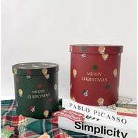 Arrangement de bouquet de fleurs de Noël en forme de cylindre pour emballage cadeau rigide portable fait main, boîte à fleurs en stratifié DIY