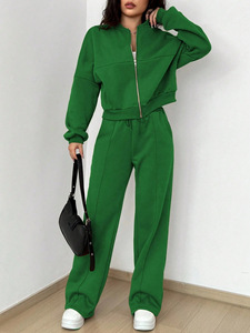 Chaqueta y pantalones de chándal con cremallera completa de talla grande XL para <span class=keywords><strong>mujer</strong></span>, chándal informal de corte holgado para otoño, ropa de salón - Product Image 4