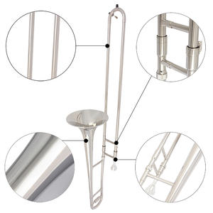 Trombone ténor en Sib pour débutants SLADE, argenté, OEM, avec étui, embouchure et huile - Product Image 4