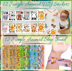 Bracelets, bandeaux, pailles, porte-clés, marque-pages, tampons, autocollants, jouets, boîtes en papier, fournitures pour fête sur le thème de la <span class=keywords><strong>jungle</strong></span> <span class=keywords><strong>et</strong></span> des animaux sauvages - Product Image 5