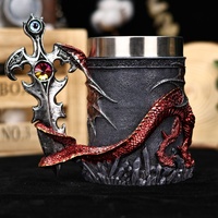 Tasse en résine 3D Dragon, Mug à bière créatif Pterodactyle Vintage Européen, Tasse à eau grande capacité Monstre Dragon