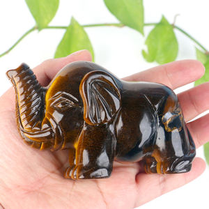 Cristales naturales piedra curativa tallada animal Ojo de Tigre elefante figuritas estatua de elefante artesanías de piedra de cristal - Product Image 3
