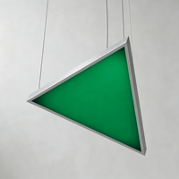 Lampu Gantung LED Akustik Segitiga Tunggal Perak Modern RGB Hijau untuk Kantor Studio