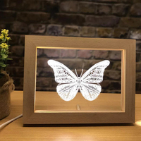 Lampe de nuit LED 3D à illusion d'optique personnalisée avec impression UV, cadre photo en acrylique DIY avec base en bois massif et acier inoxydable