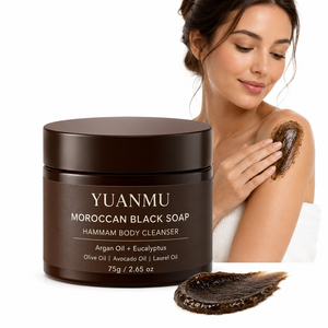 Nettoyant corporel à l'huile d'argan biologique naturelle anti-âge, exfoliant en profondeur, <span class=keywords><strong>savon</strong></span> <span class=keywords><strong>noir</strong></span> marocain, <span class=keywords><strong>gommage</strong></span> <span class=keywords><strong>Hammam</strong></span> pour peaux sèches - Product Image 1