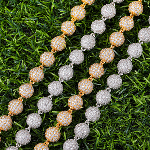 Nuovo In Ottone 10 millimetri Cubic Zirconia Choker perle di diamante della catena Degli Uomini di Hip Hop Dei Monili di perle a catena choker - Product Image 3