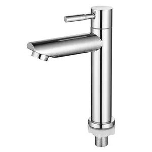 China Best Selling SUS304 Stainless Steel Cold Water Sink Taps Mixer Bathroom Wash Single Handle Ceramic Basin Faucet