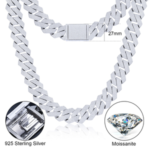 Colar Masculino Xs Big Guy Heavy Chain 27mm em Prata Esterlina 925 com 5 Fileiras de <span class=keywords><strong>Moissanite</strong></span> VVS Cravejado Estilo Cuban Link - Product Image 4