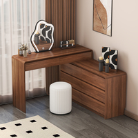 Nouvelle coiffeuse moderne 2026 en bois massif couleur noyer de haute qualité avec rangement intégré pour hôtels et appartements