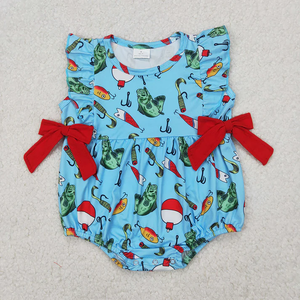 Vêtements pour tout-petits Longlv Boutique, ensemble de vêtements d'été pour bébé fille et garçon, imprimé poisson, spandex/coton, manches courtes - Product Image 3