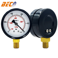 2.5inch Face 60mm Black Steel Case Vacuum Pressure Gauge -1bar/-760mmHg Pneumatic Vacuum Manometer 1/4G Thread