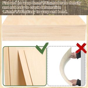 Feuilles de tilleul tilleul pour découpe laser, contreplaqué non fini pour gravure laser modèles de combustion du <span class=keywords><strong>bois</strong></span> peinture bricolage artisanat - Product Image 5