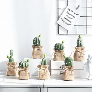 Nordic style simulation plant cactus potted ornaments mini cactus artificial small bonsai ornaments home decorations