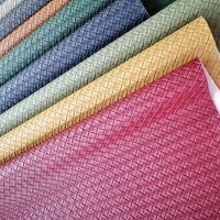 Texture tissée motif à carreaux tricoté 1 mm gaufrage PVC faux cuir synthétique artificiel pour la fabrication de sacs meubles oreiller cahier